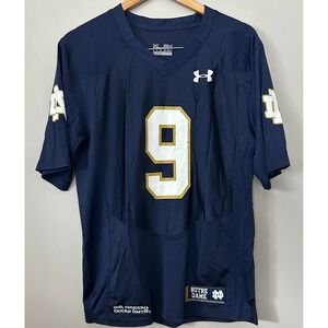 Under Armour Notre Dame Jersey Mens SM Blue NCAA Football #9 Authentic Loose